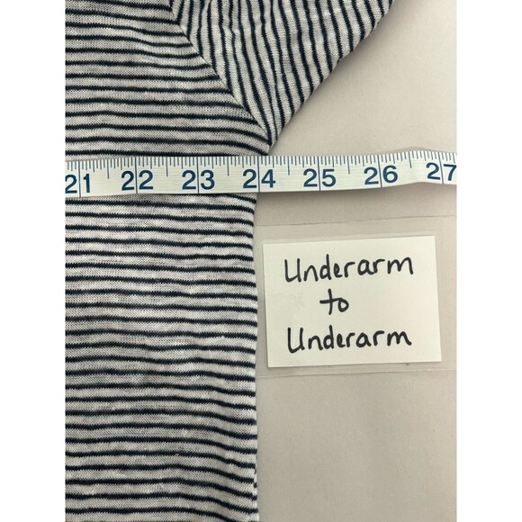 Adrienne Vittadini Top 1X Linen Striped Tunic Nautical Coastal Beach Lagenlook - Picture 11 of 12